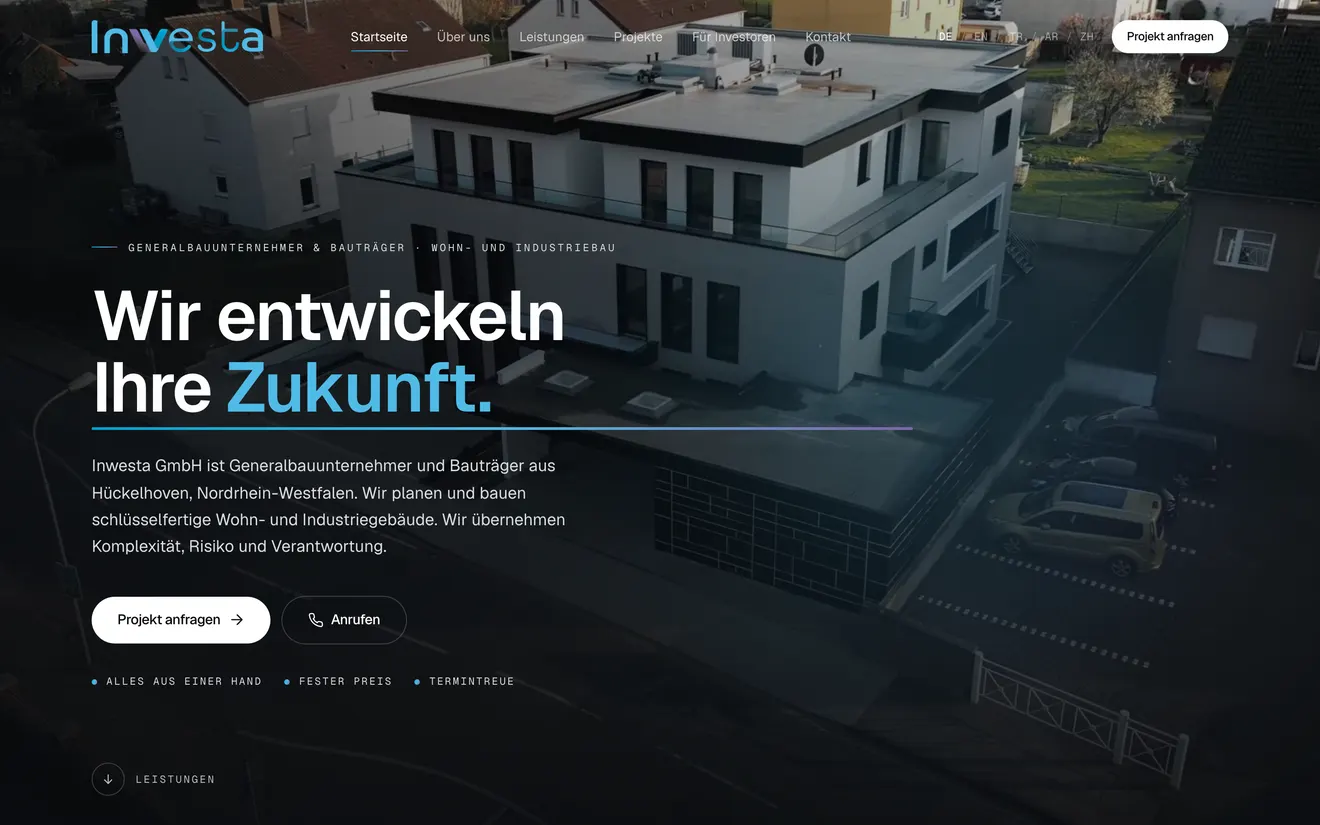 Kopfbereich von inwesta.de mit Bewegung