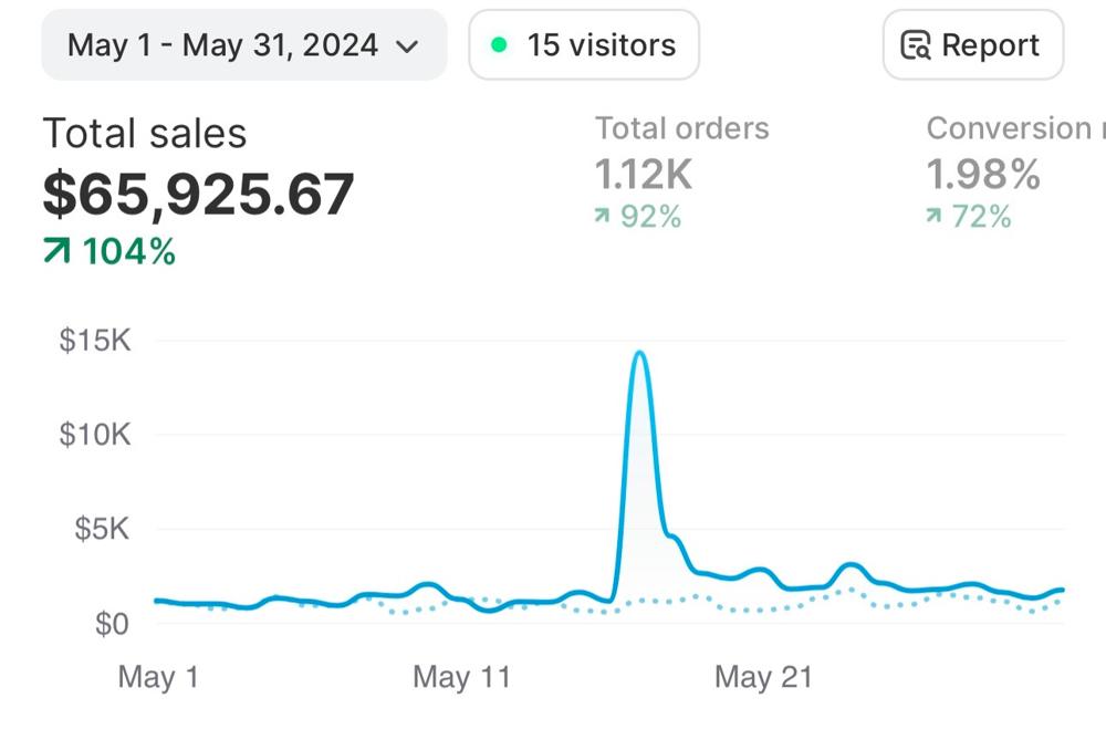 Echter Screen aus Shopify, Namen geschwärzt
